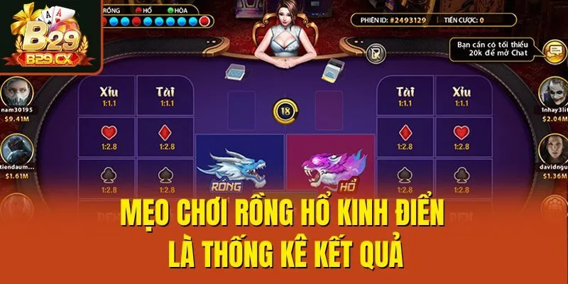 Mẹo chơi Rồng Hổ kinh điển là thống kê kết quả